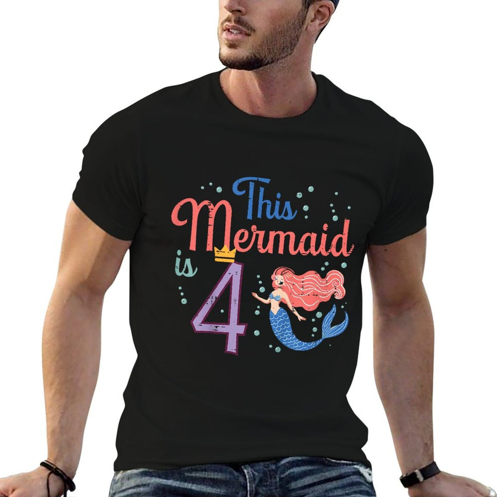 Kids This Mermaid Is 4 4th Birthday Four Year Old Bday Girls Kids  Quick-drying T-Shirt
