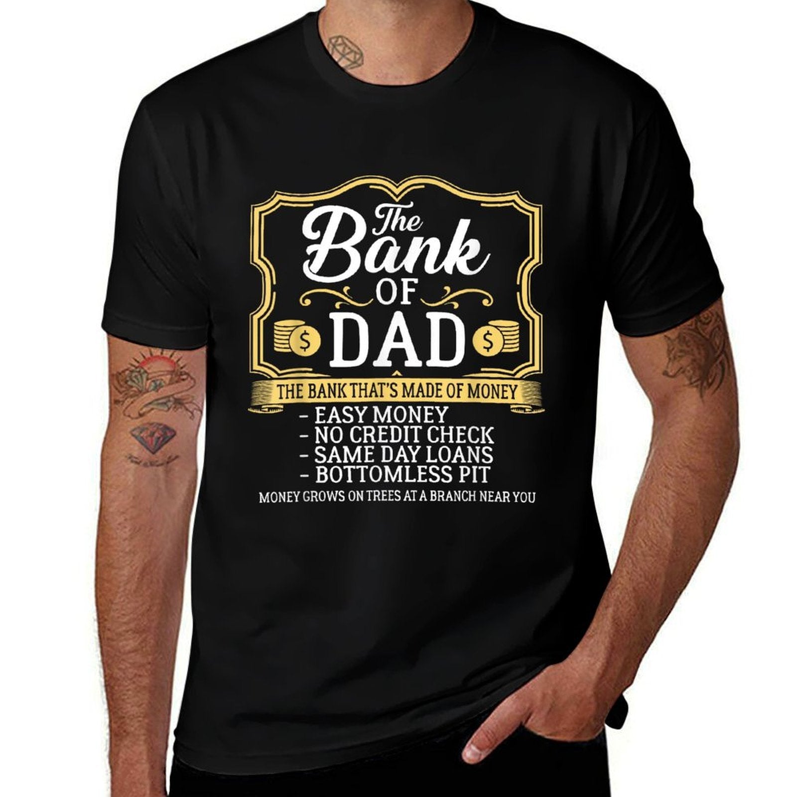 The Bank Of Dad Money Grows On Trees Fathers Day  Rolled Sleeves T-Shirt