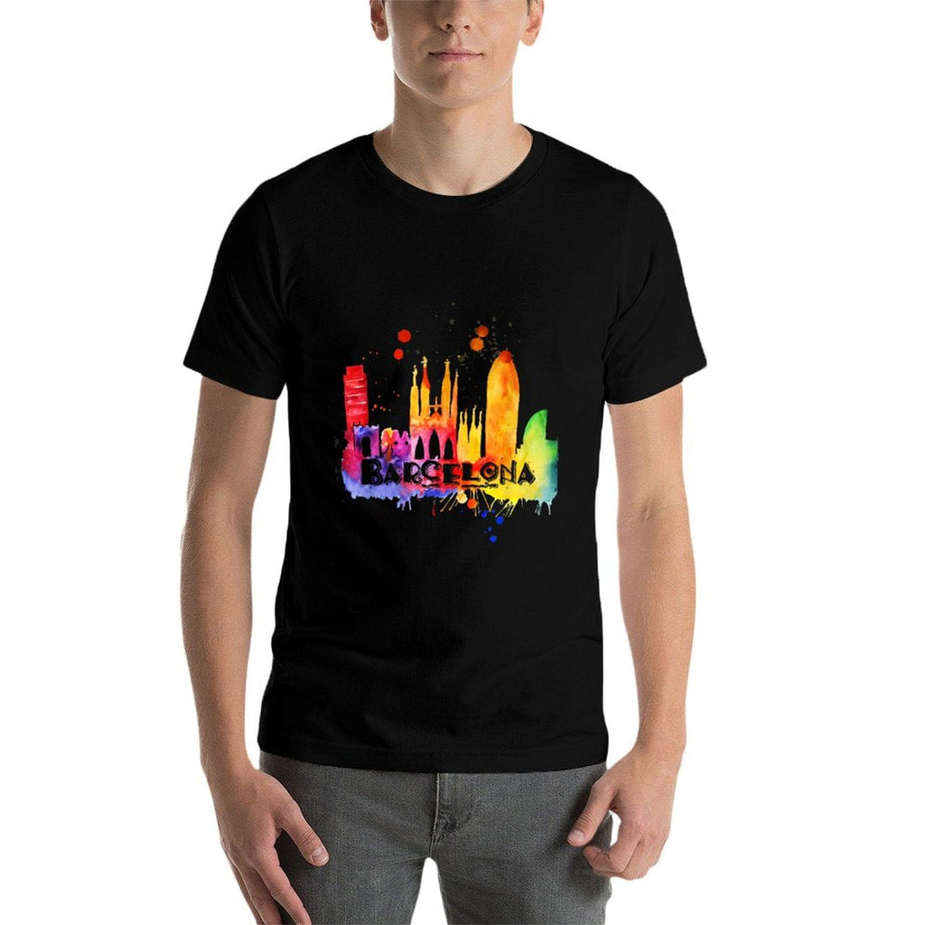 Barcelona, Spain - Souvenir Landscape  Fade-proof Color T-Shirt