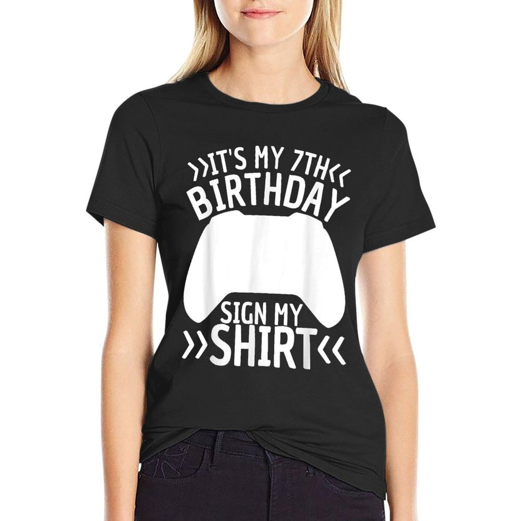 7 Years Old Boys Birthday Gamer It's My 7th Birthday Sign My  Lightweight T-Shirt