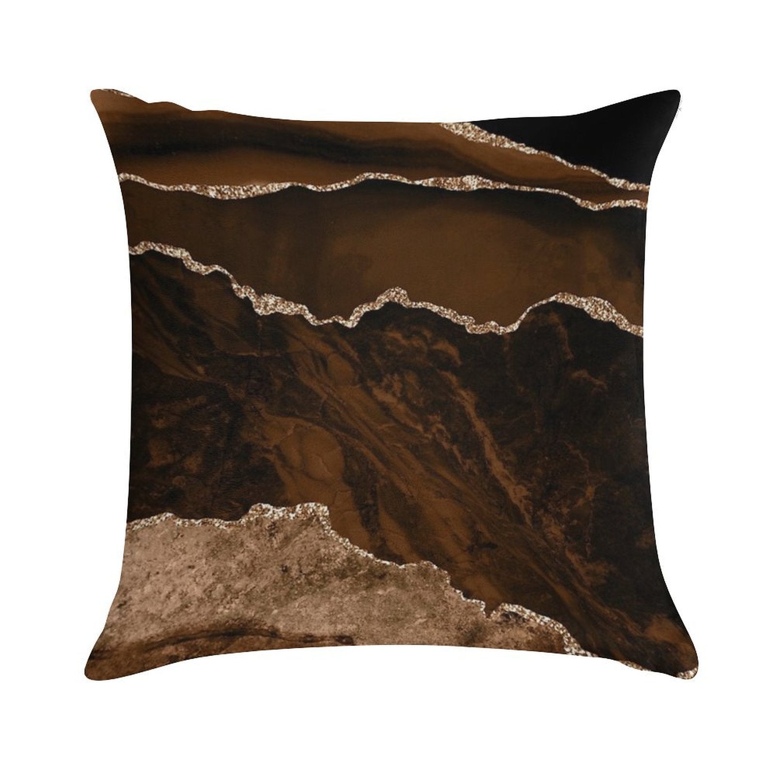 Abstract Brown & Gold Modern Geode Agate Design Soft Shrink-Resistant Throw Pillow