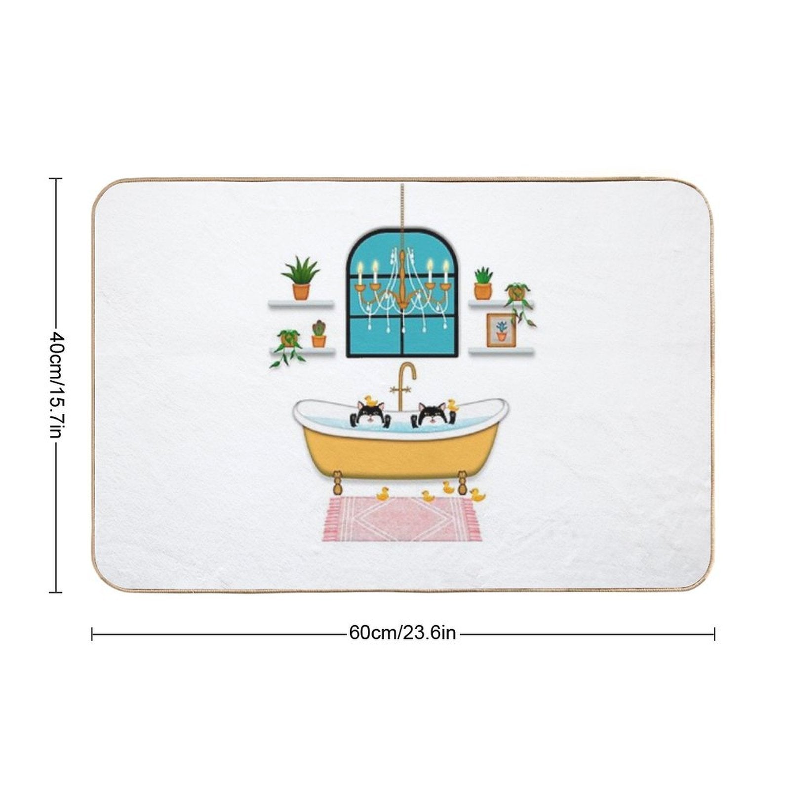 Black Cats Bubble Bath Illustration  Slip-Resistant Bath Mat