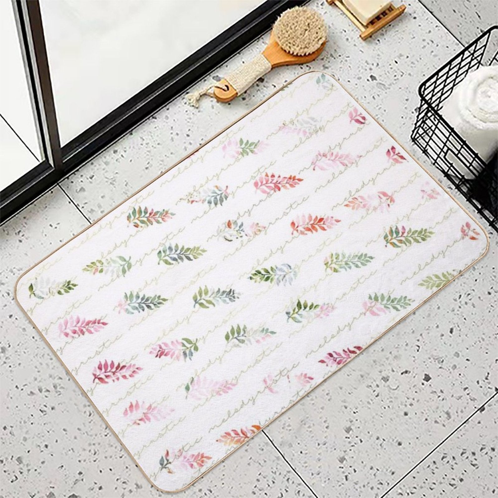 Romantic Background with Flowers  Slip-Resistant Bath Mat