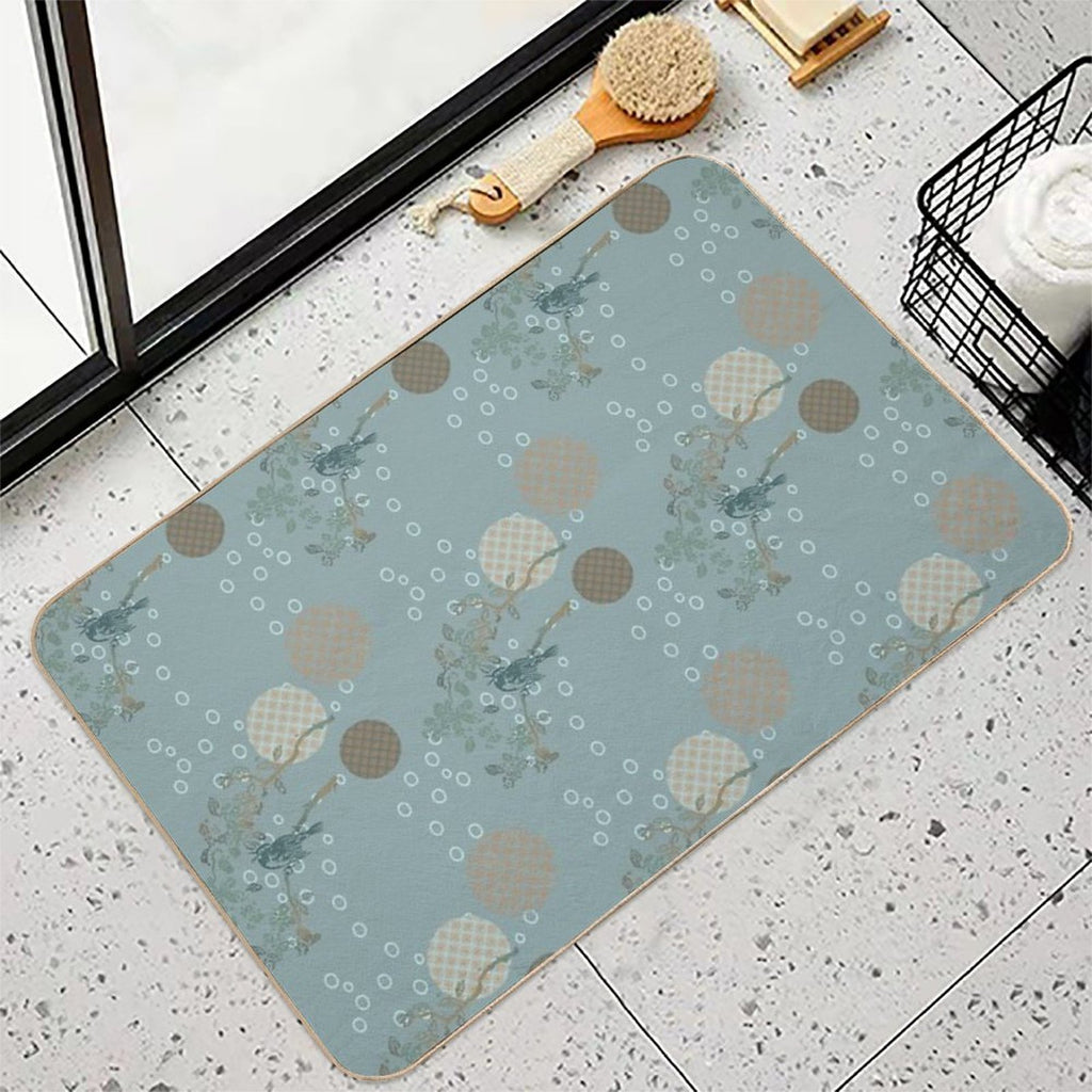 Japanese Bird Pattern  Pet-Safe Bath Mat