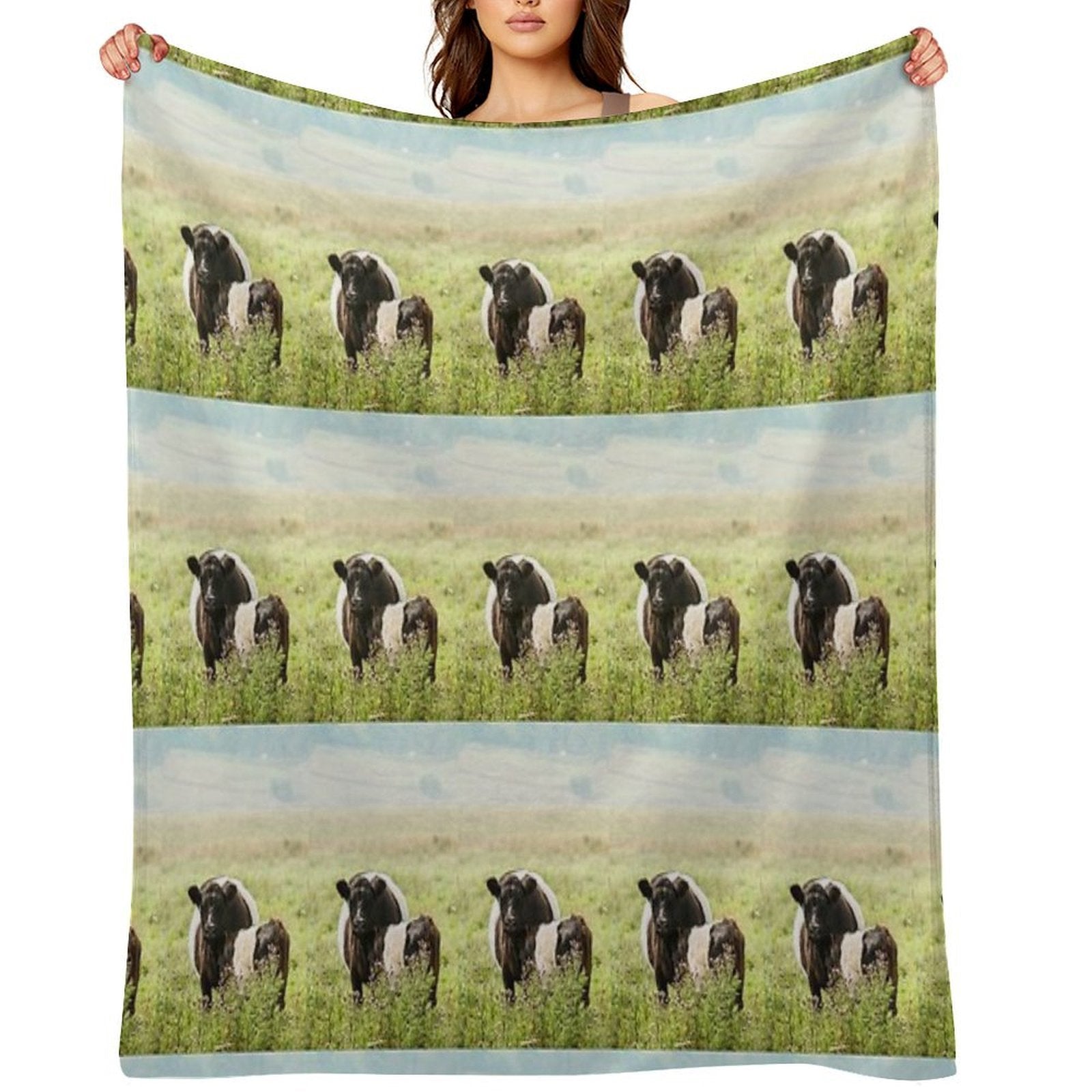 Belted Galloway Cow And Calf Compact Throw Blanket