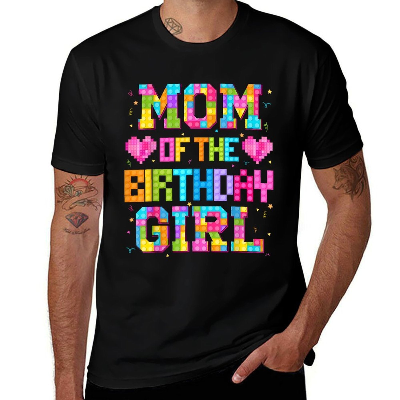 Mom And Dad Of The Birthday Girl Build Brick Family Matching  Lightweight T-Shirt
