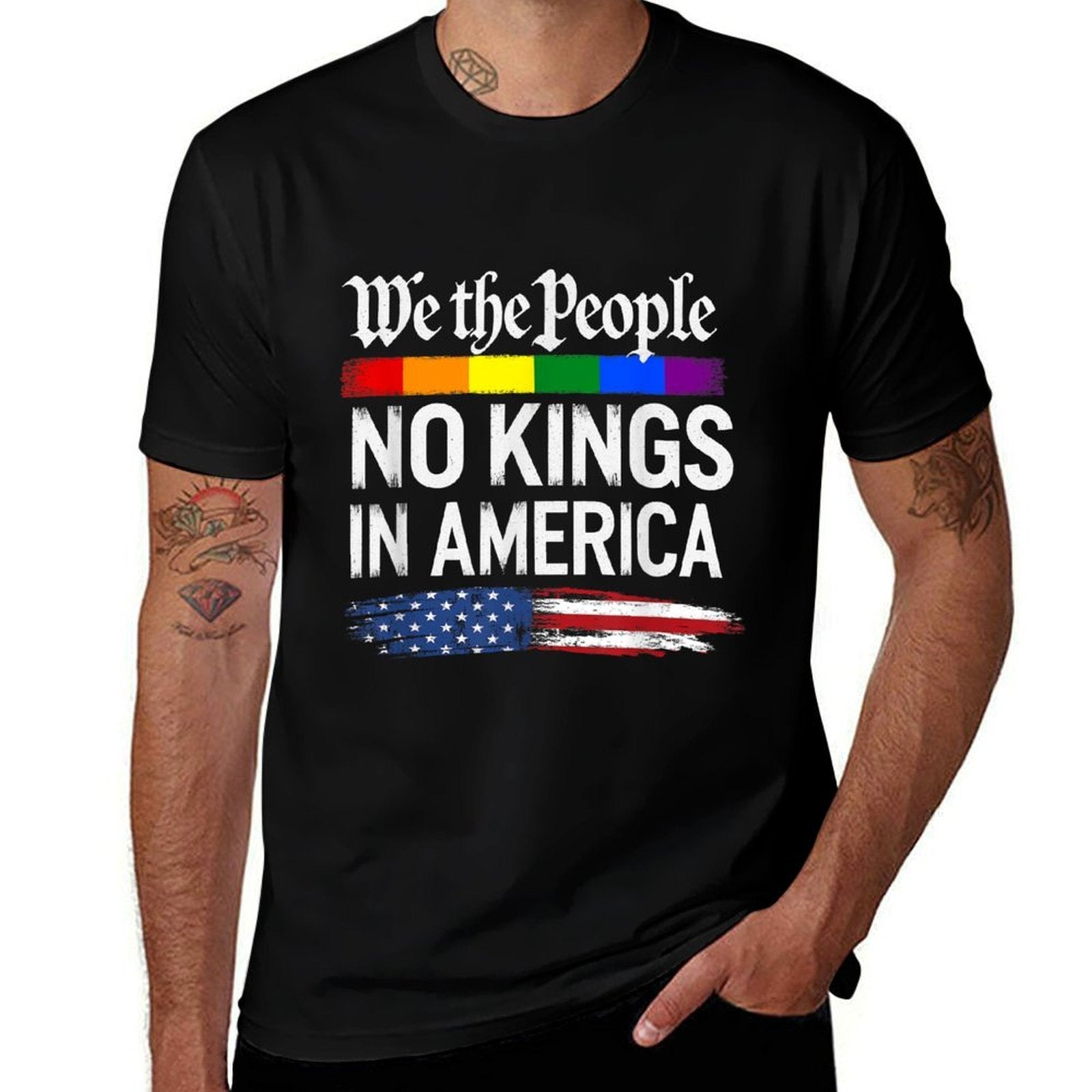 No Kings In America We The People Political Men Women  High-quality Stitching T-Shirt