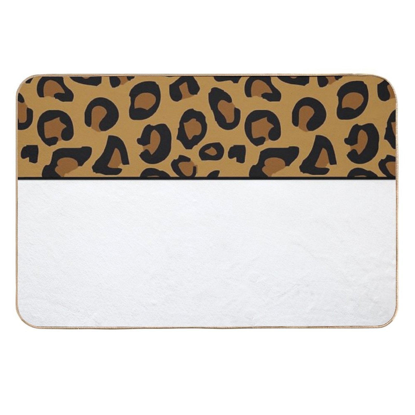 Animal Leopard Print with White  Anti-Trip Bath Mat
