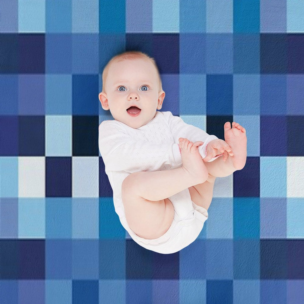 Squares Shades of Azure Eco-conscious Throw Blanket