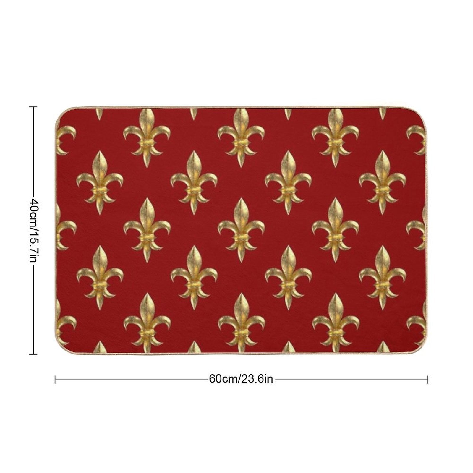 Fleur De Lys  Fleur De Lis 3D Gold Look Pattern, Small Corroded Durable Bath Mat