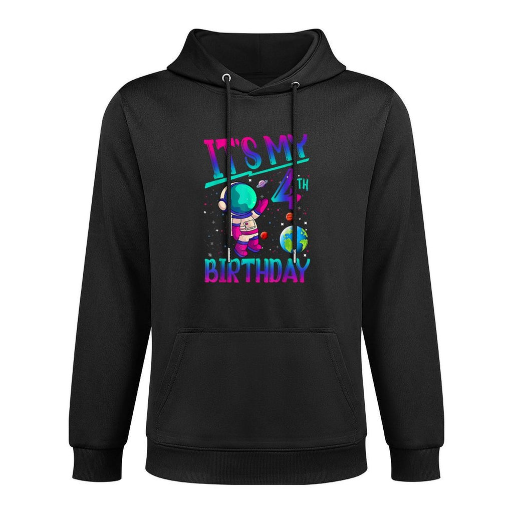 Outer Space Astronaut 4th Birthday Boy 4 Year Old Five Relaxed Fit Hoodie