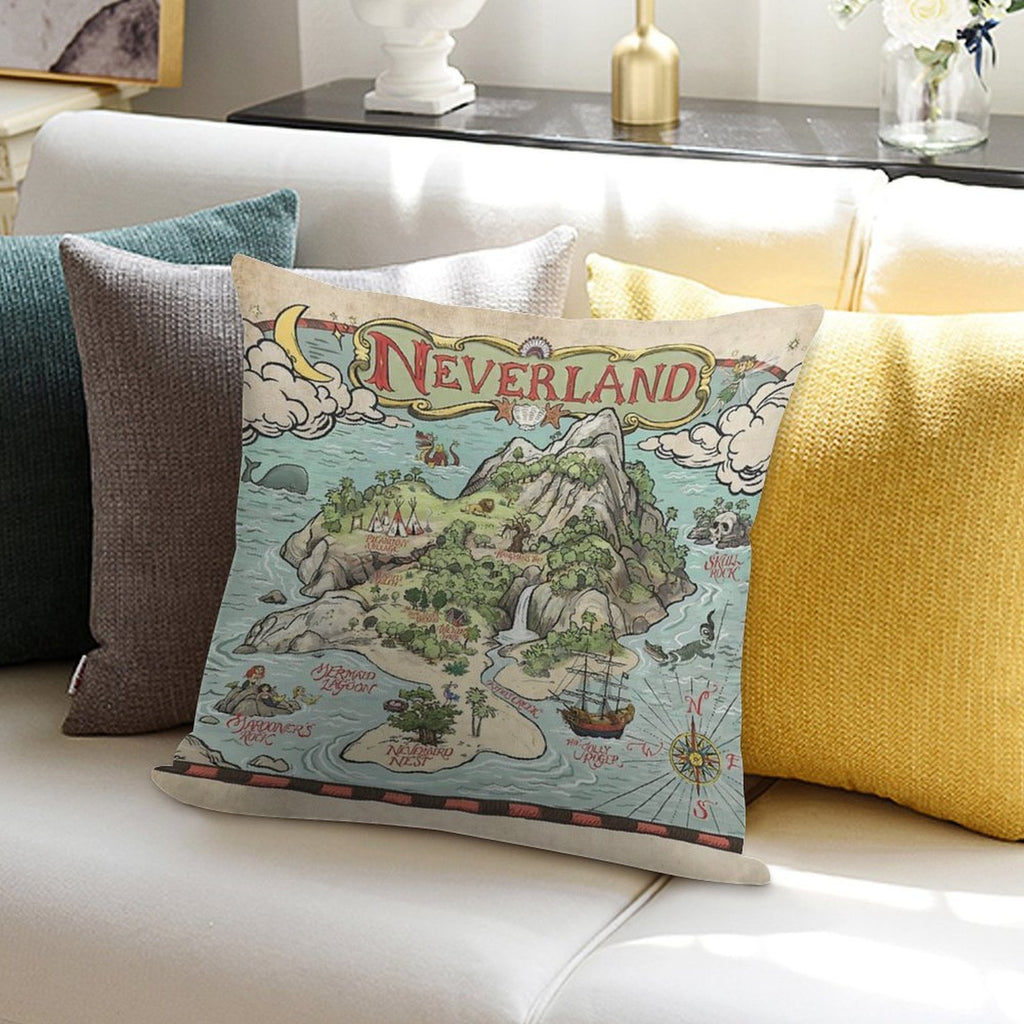 Neverland Map Soft Home Decor Throw Pillow