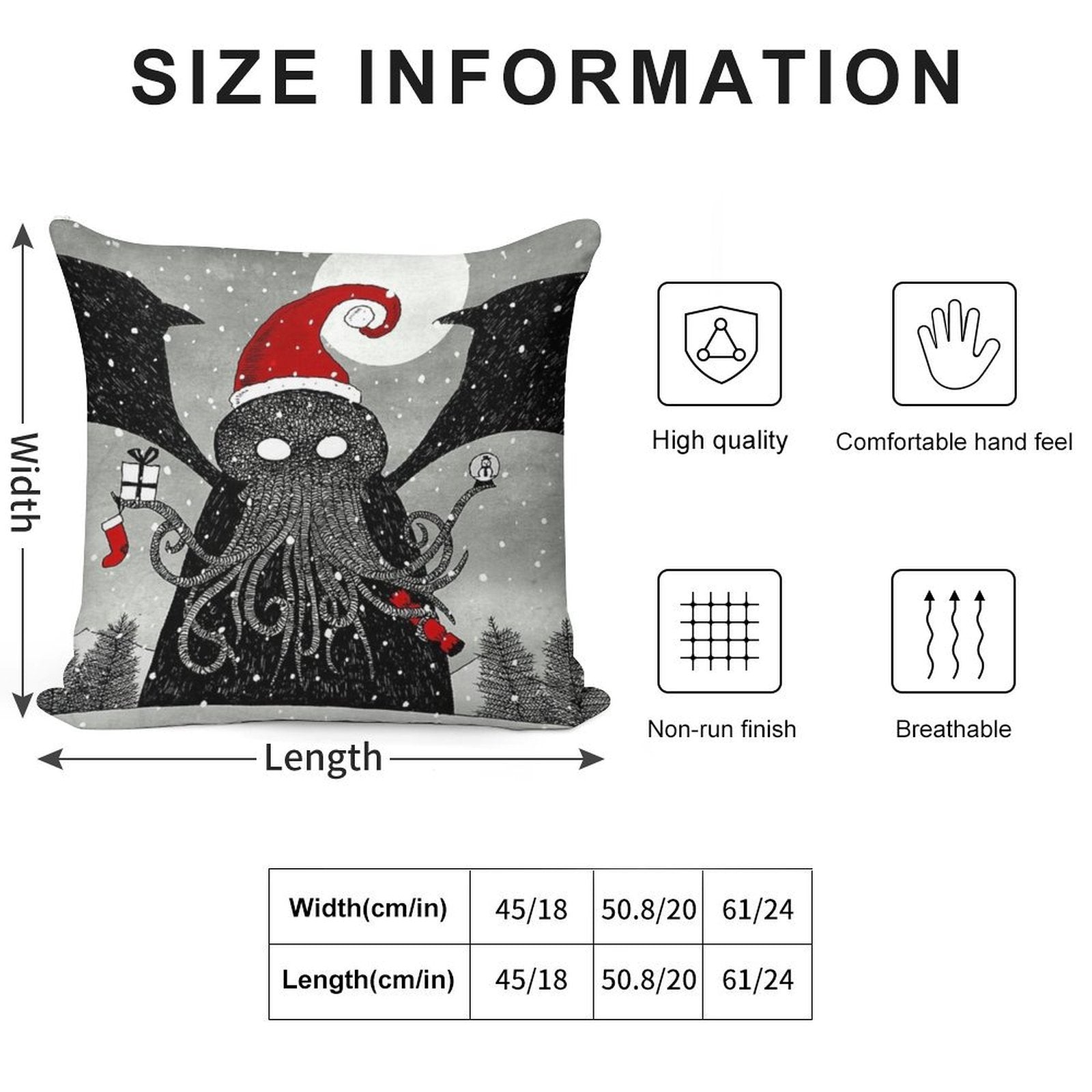 A Cthulhu Christmas Soft Hidden Zipper Throw Pillow
