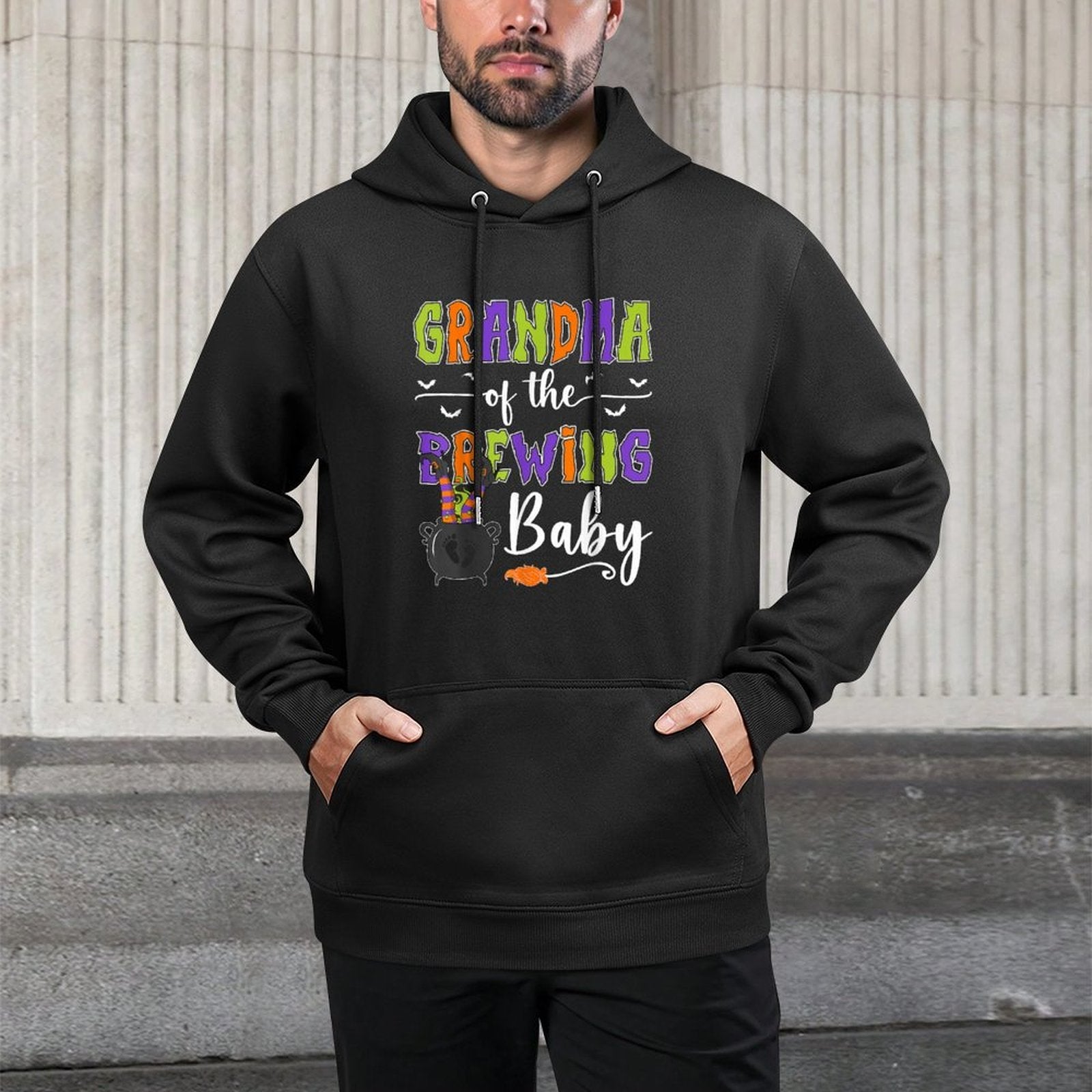 Grandma Of The Brewing Baby Halloween Witch Baby Shower Adjustable Hood Hoodie