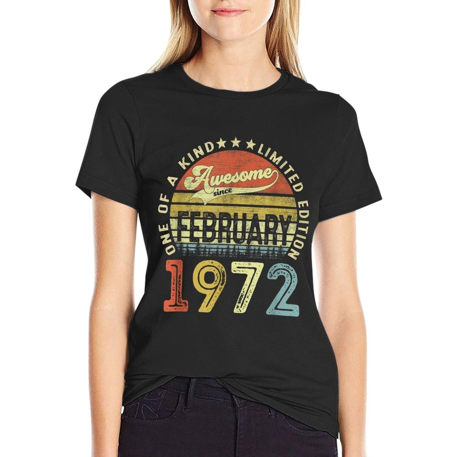 50 Year Old 50th Birthday Gifts Awesome Since February 1972  Heathered Texture T-Shirt