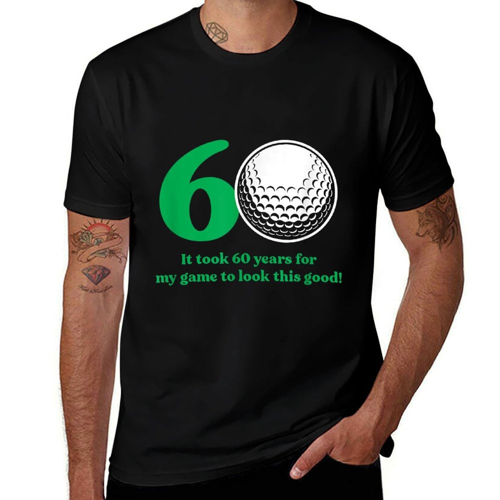 60 Year Old Golfer Golfing Golf 60th Birthday  Oversized Silhouette T-Shirt