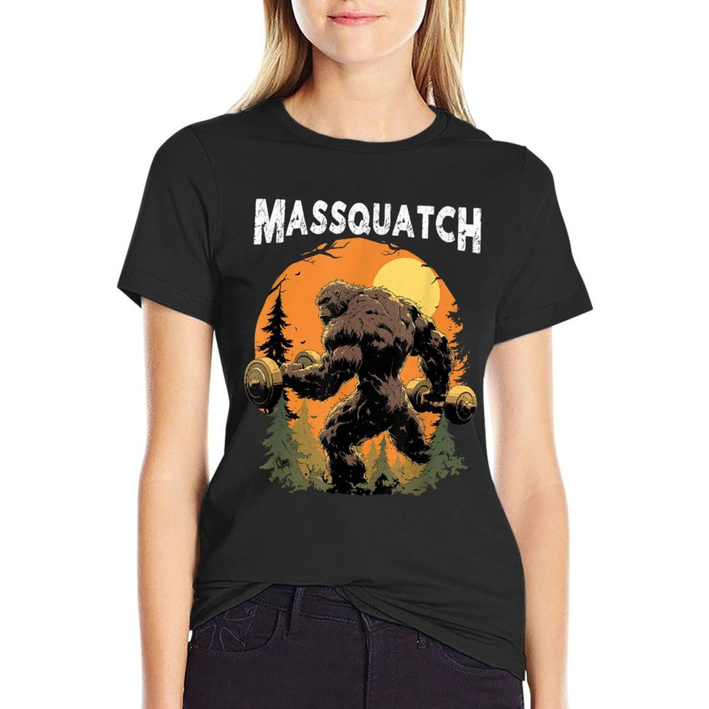 Hairy Animal Workout Merch Bigfoot Massquatch Funny Sasquatch Workout Gym Weightlifter  Easy-care T-Shirt