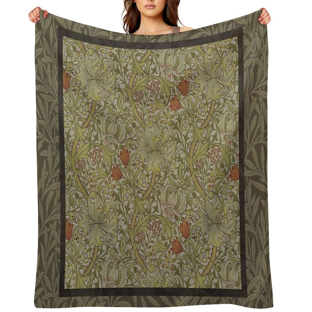 William Morris Floral Lily Willow Art Print Design Velvety-soft Throw Blanket