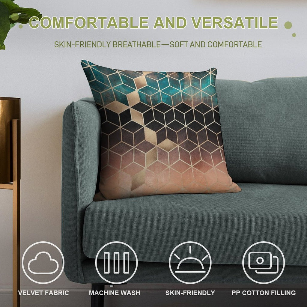 Ombre Dream Cubes Soft Ultra-Soft Texture Throw Pillow