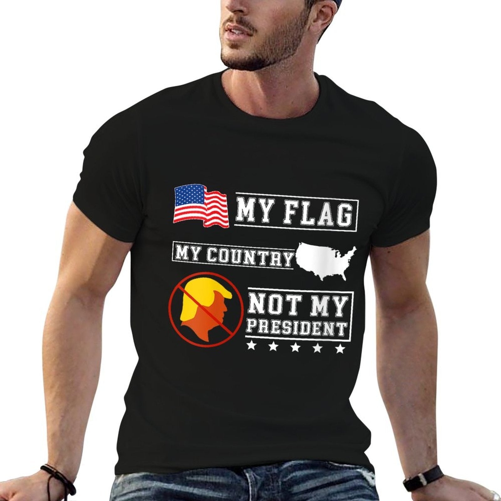 Womens My My Country Not My President USA Map American  Stretchy T-Shirt