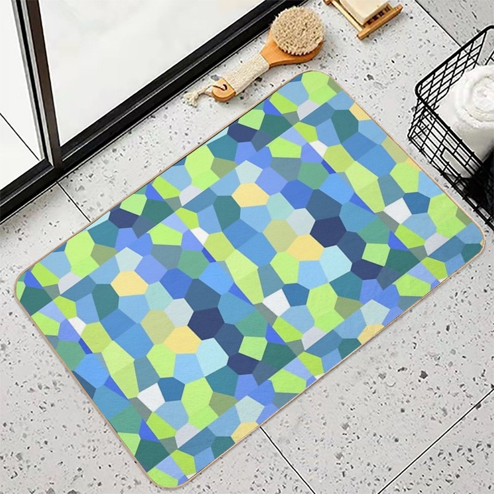 Colorful Mosaic Decorative Artwork III  Toxin-Free Bath Mat