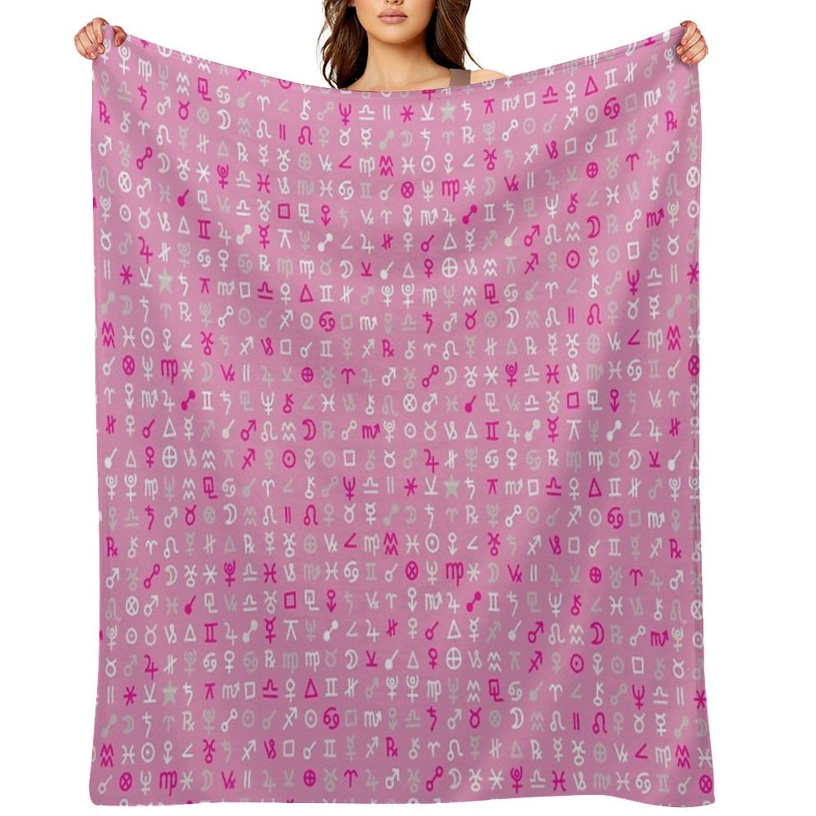 Astrology Symbols And Signs Pink Pattern Wrinkle-free Throw Blanket