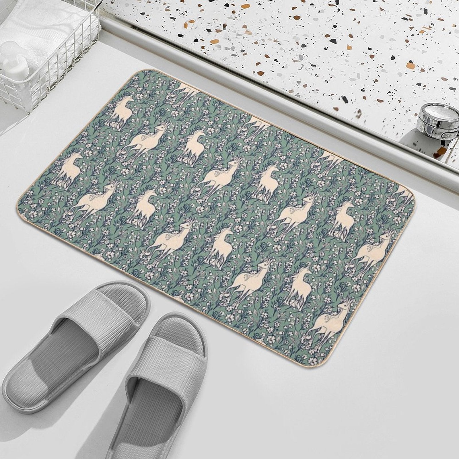 The Last Unicorn Ethereal Forest Print  Long-Lasting Bath Mat