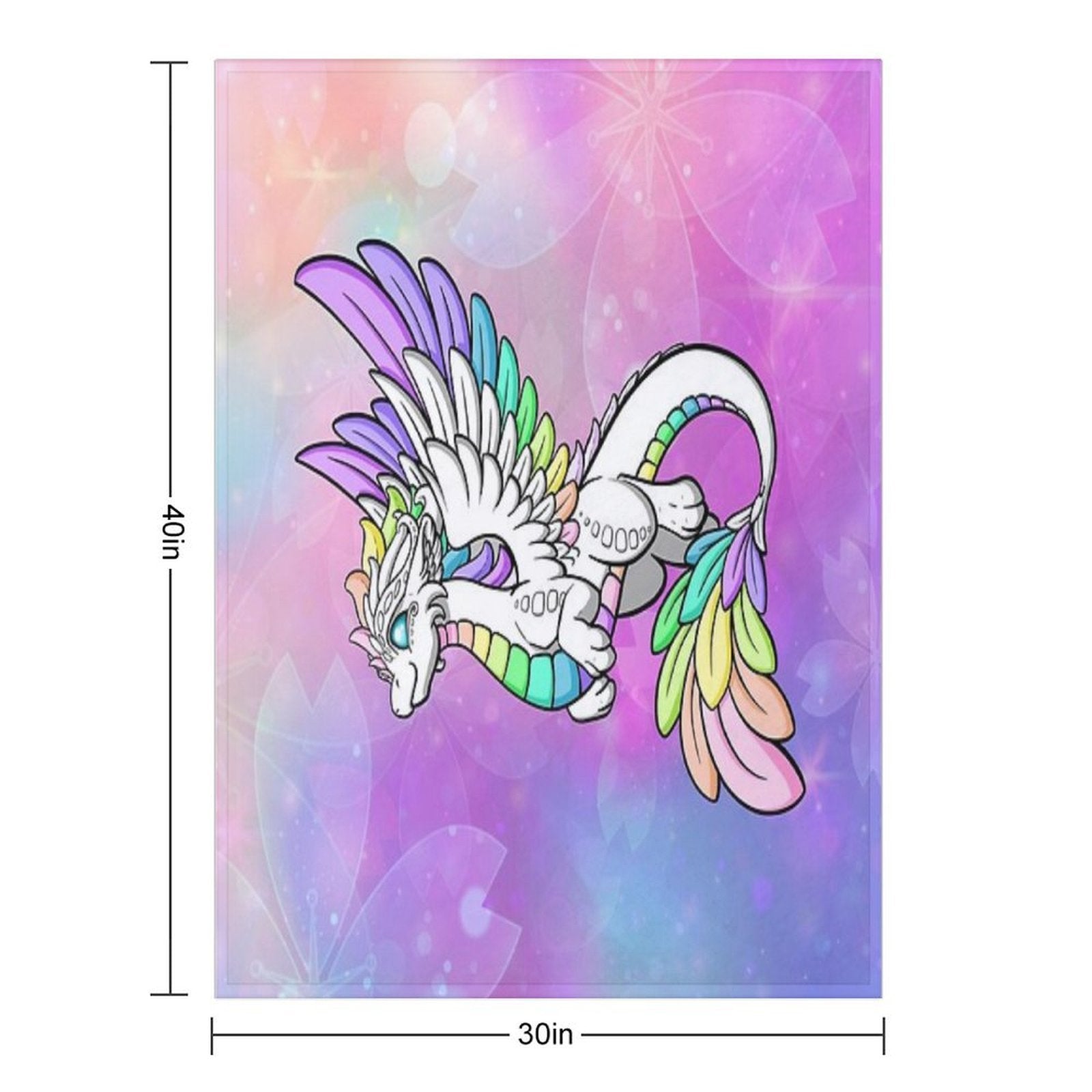 White Rainbow Dragon Eco-conscious Throw Blanket