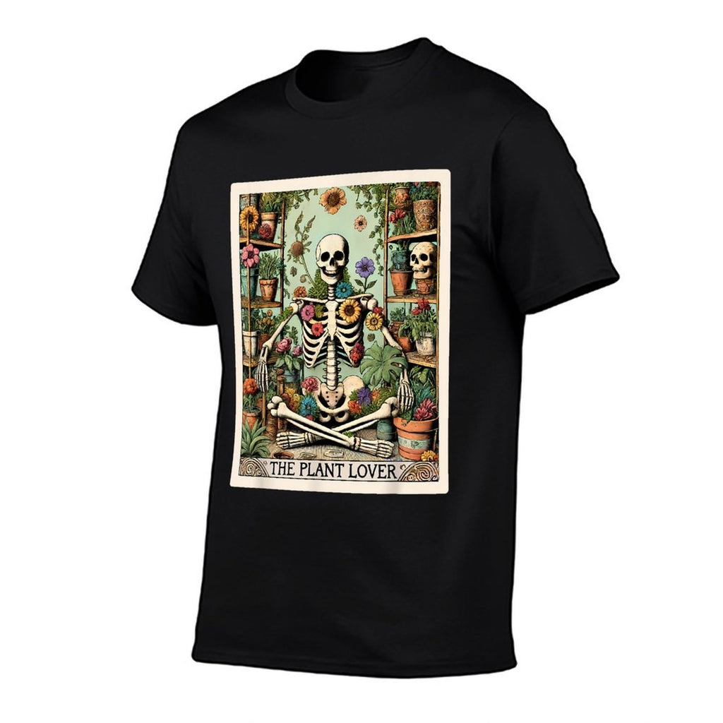 The Plant Lover Tarot Card Skeleton Flower Gardening  Polyester Blend T-Shirt