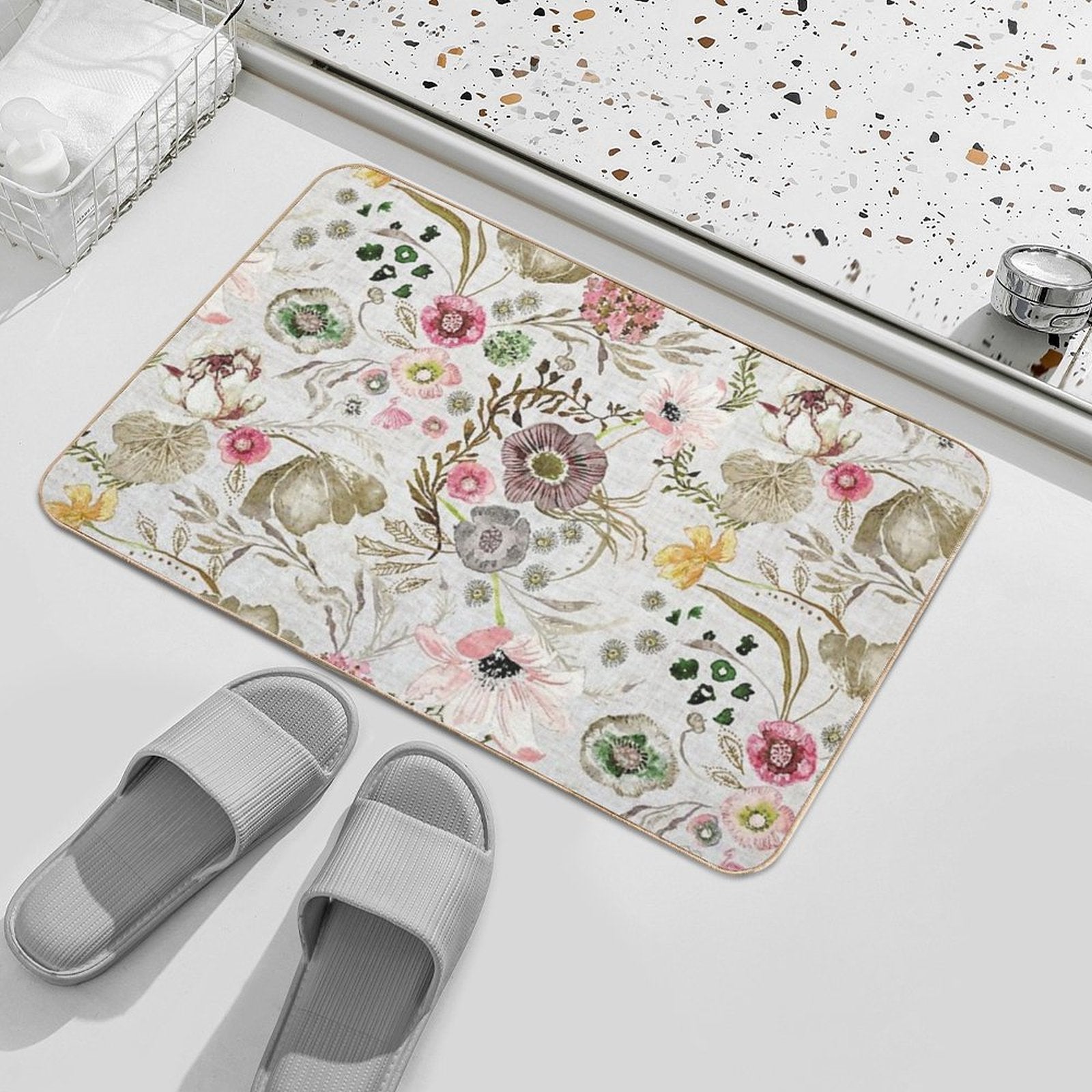 Atlantis Floral (golden)  Long-Lasting Bath Mat