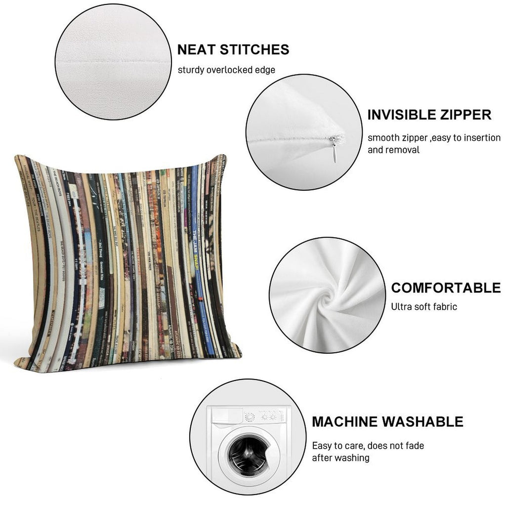 Classic Rock 2  Vinyl Records Soft Skin-Friendly Throw Pillow