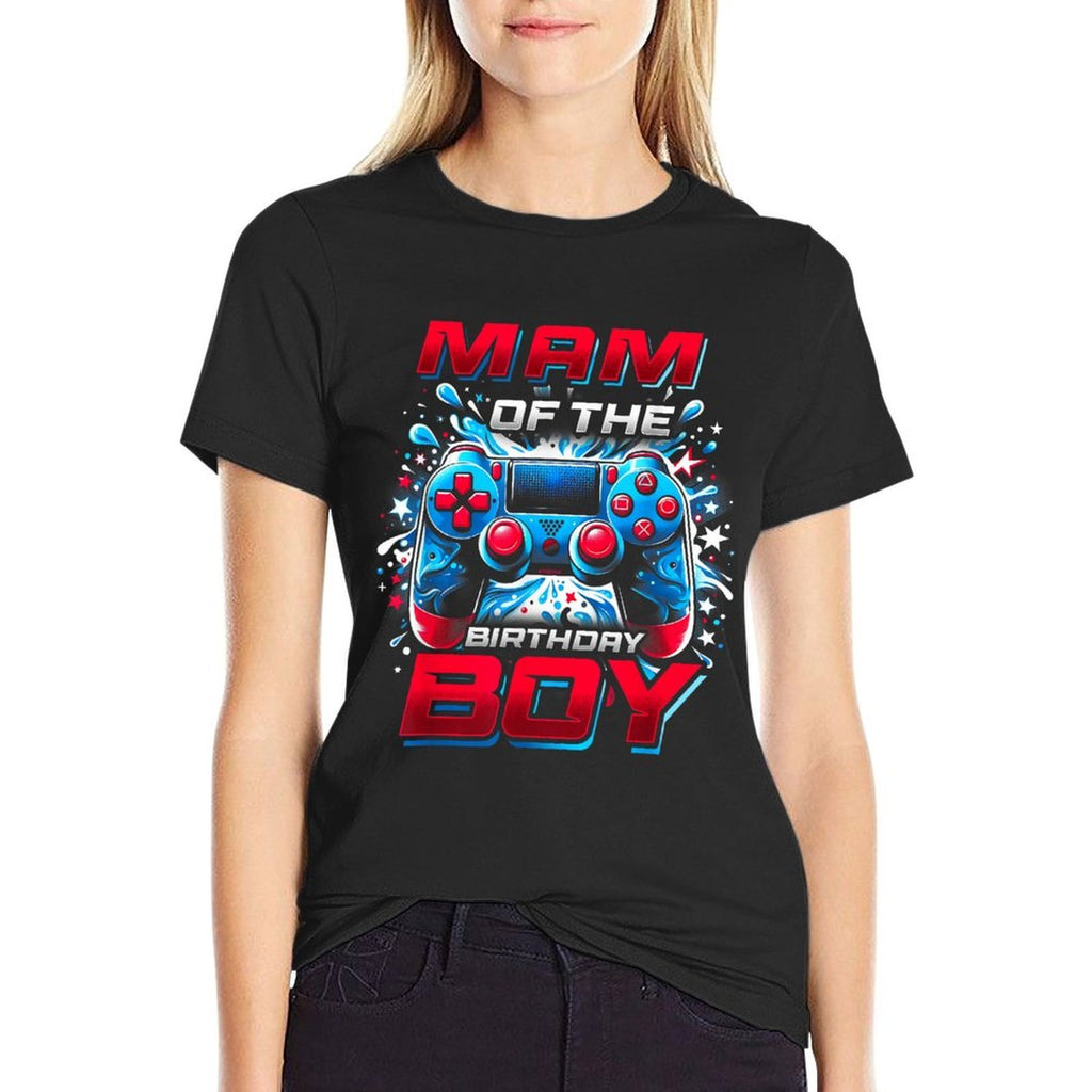 Mam of The Birthday Boy Matching Video Game Birthday  Rolled Sleeves T-Shirt