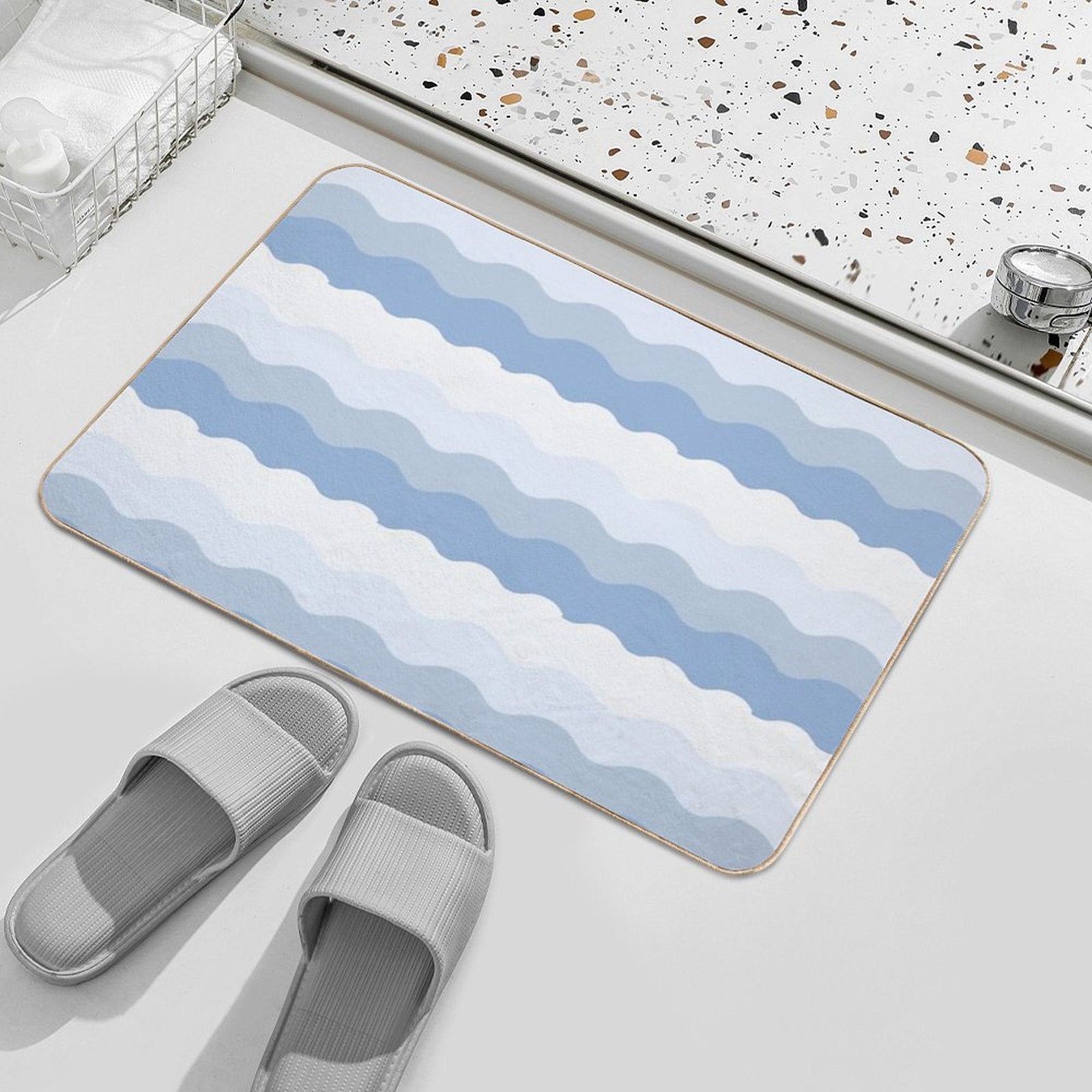 Ocean Waves Pattern  Non-Slip Bath Mat