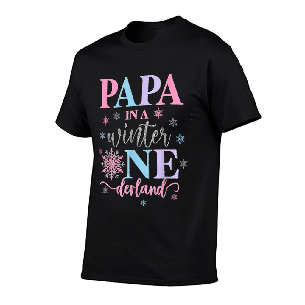 Papa in A Winter Onederland Birthday Girl Sweet Snowflake  Cotton T-Shirt