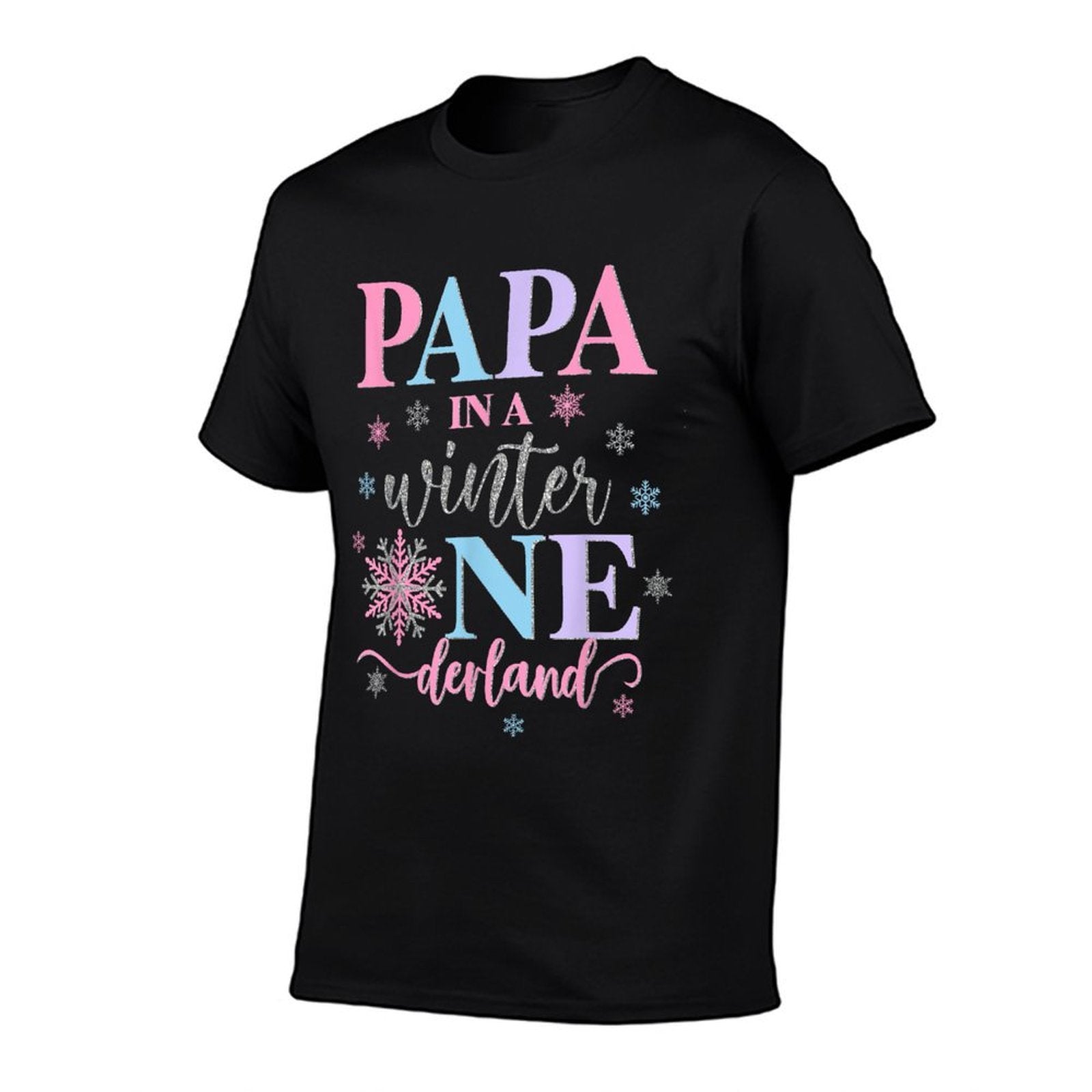 Papa in A Winter Onederland Birthday Girl Sweet Snowflake  Cotton T-Shirt