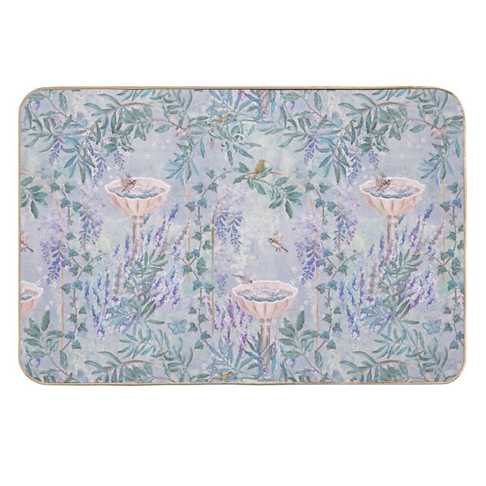 French Countryside Lavender Fresco Pattern  Multi-Purpose Bath Mat