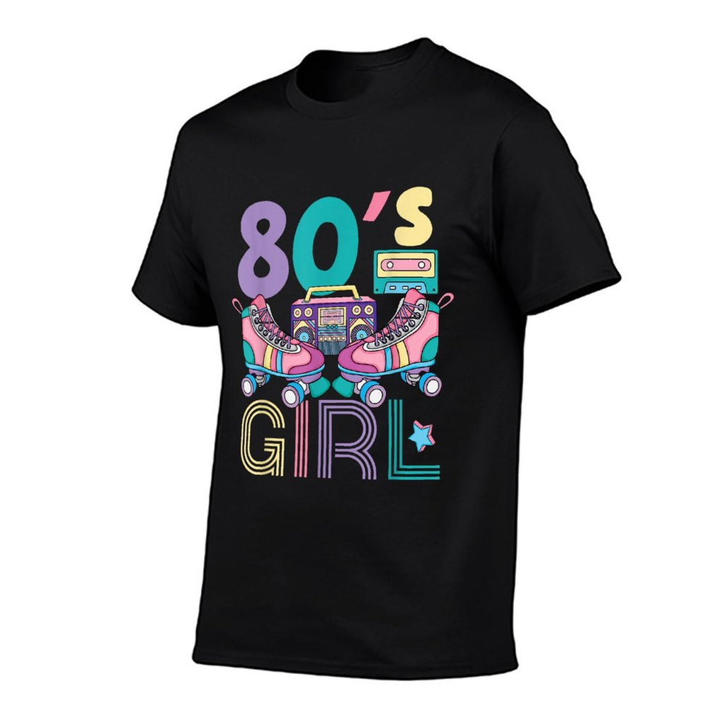 Vibrant 80s Girl Retro Roller Skates Throwback Vibe Womens  Eco-friendly Material T-Shirt