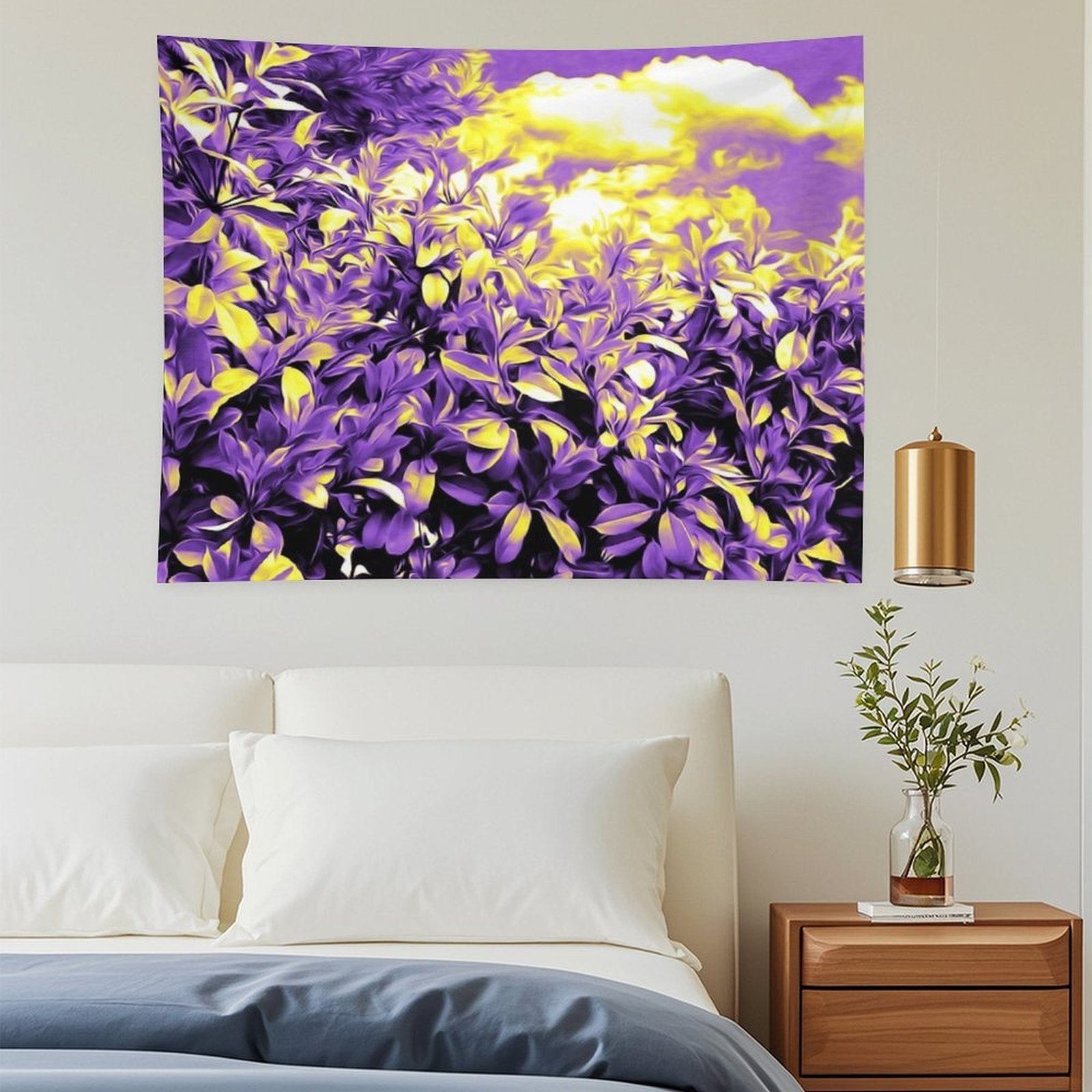 Nonbinary Pride Painted Flowering Bushes Tapestry