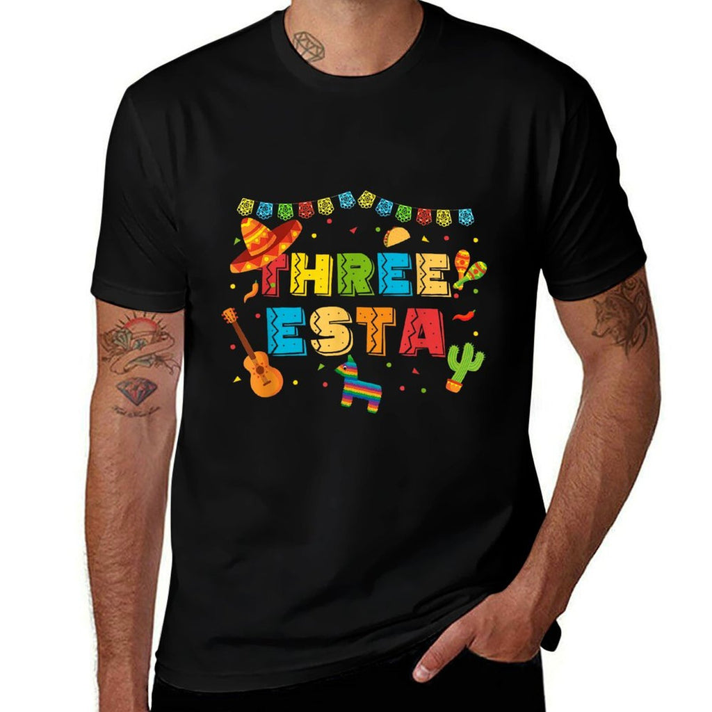 Mexican Theme 3rd Birthday 3 Year Old Kids Three Esta Bday  Tagless Design T-Shirt