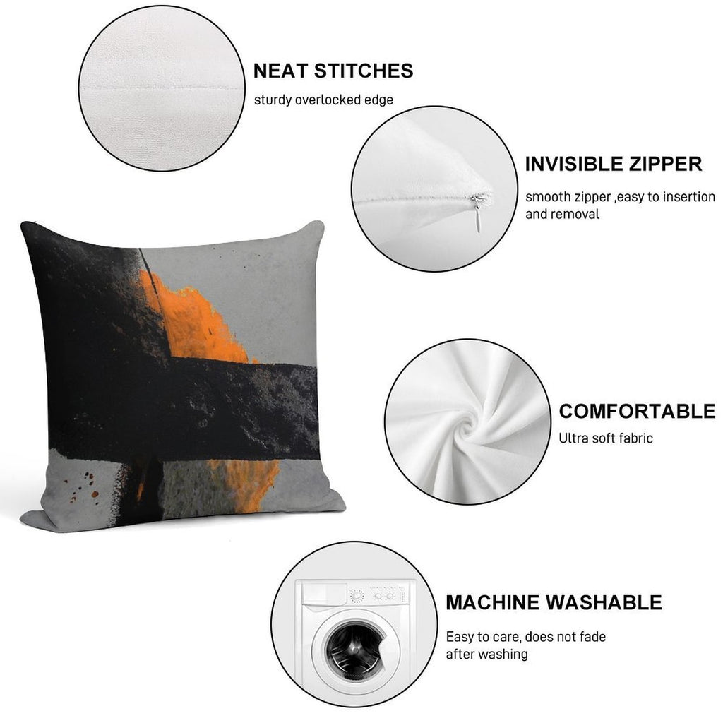 Minimal Orange on Black Soft Anti-Pilling Throw Pillow
