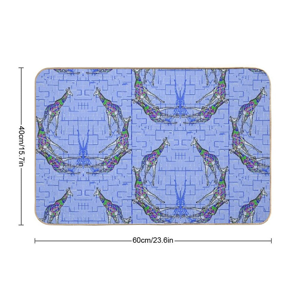 Blue Giraffes Durable Bath Mat