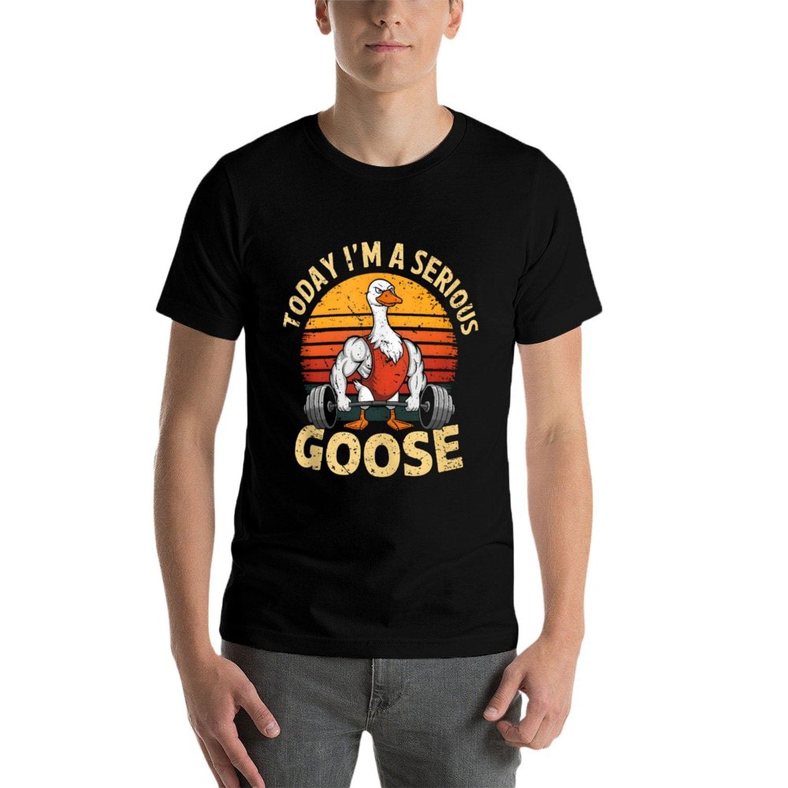 Today Im A Serious Goose Funny Gym Weightlifting Fitness  Heathered Texture T-Shirt