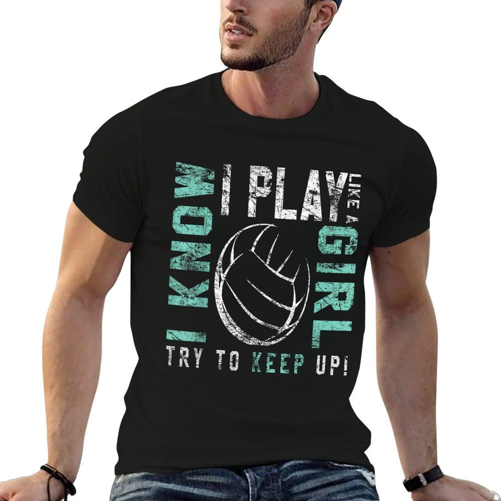 Volleyball T Forn Girls - Play Like A Girl  Trendy Pattern T-Shirt