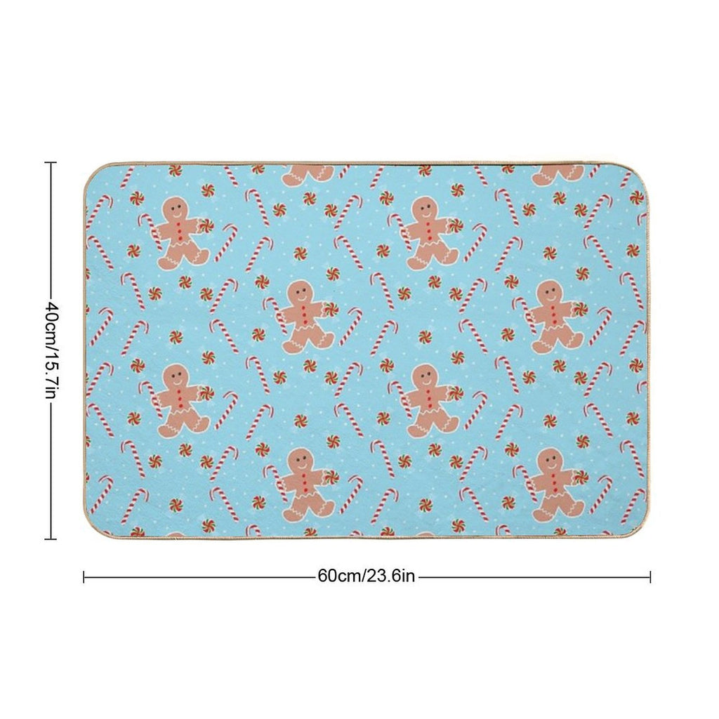Gingerbread Man with Christmas Candy  Non-Slip Bath Mat