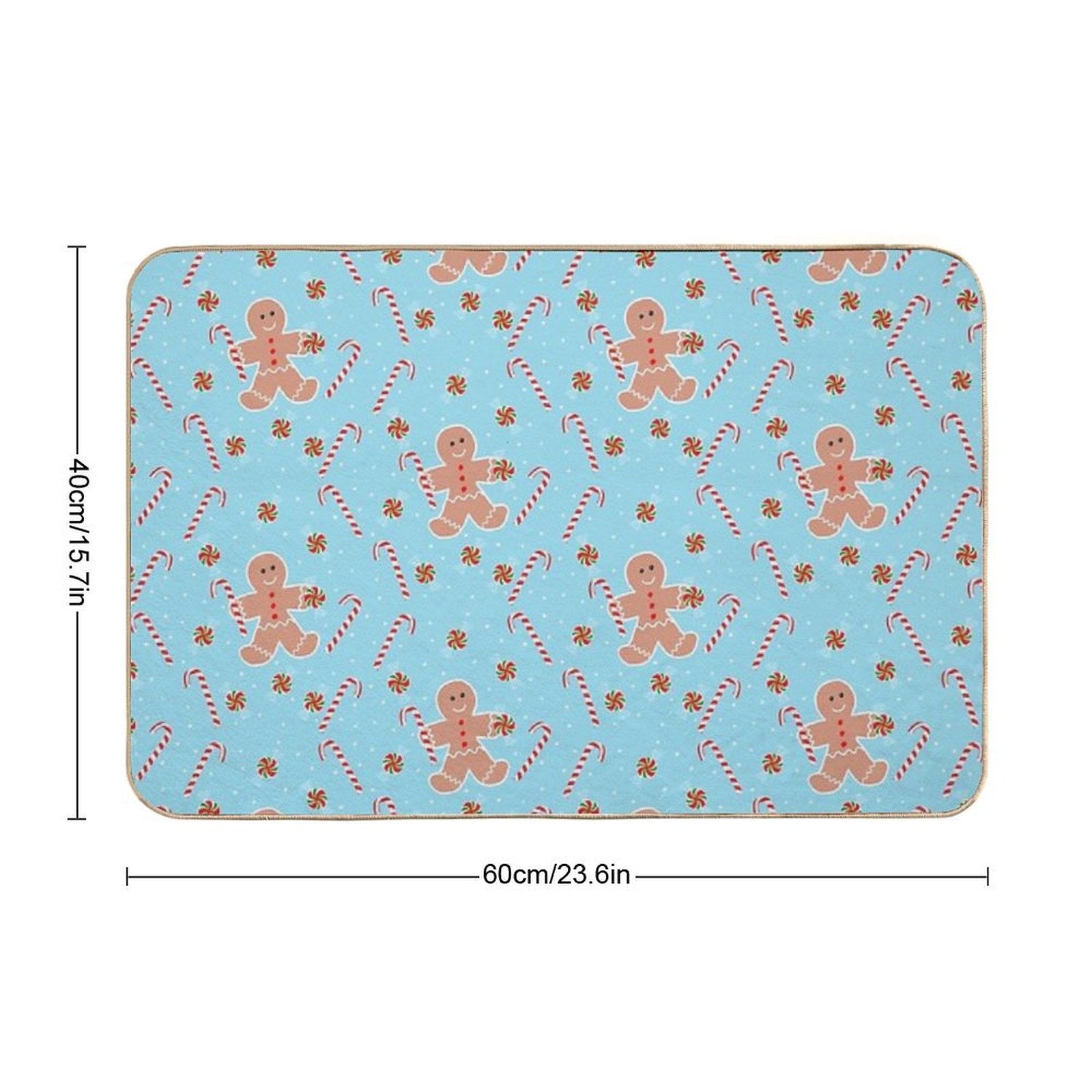 Gingerbread Man with Christmas Candy  Non-Slip Bath Mat