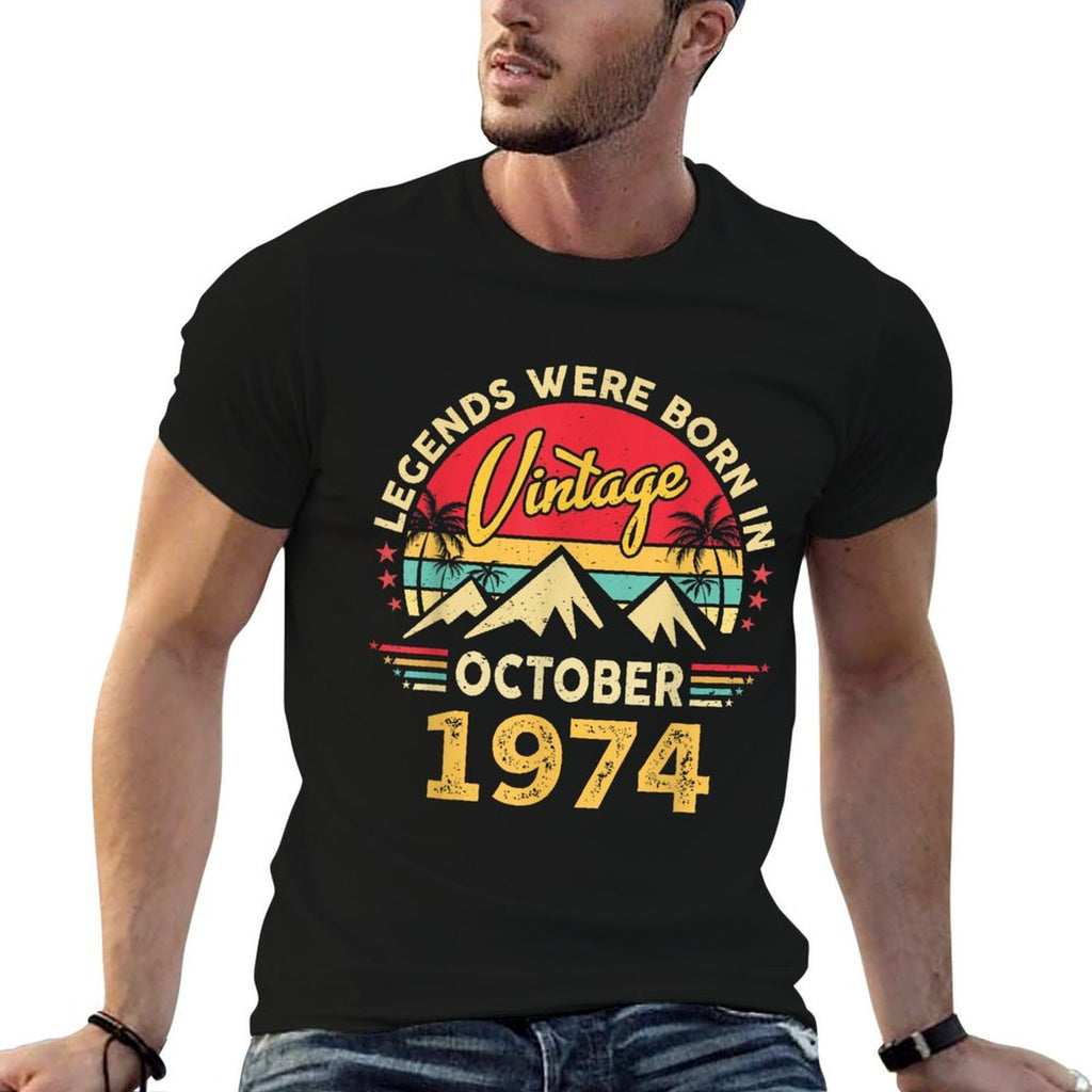 Vintage 1974 Limited Edition October 50th Birthday  High-quality Stitching T-Shirt