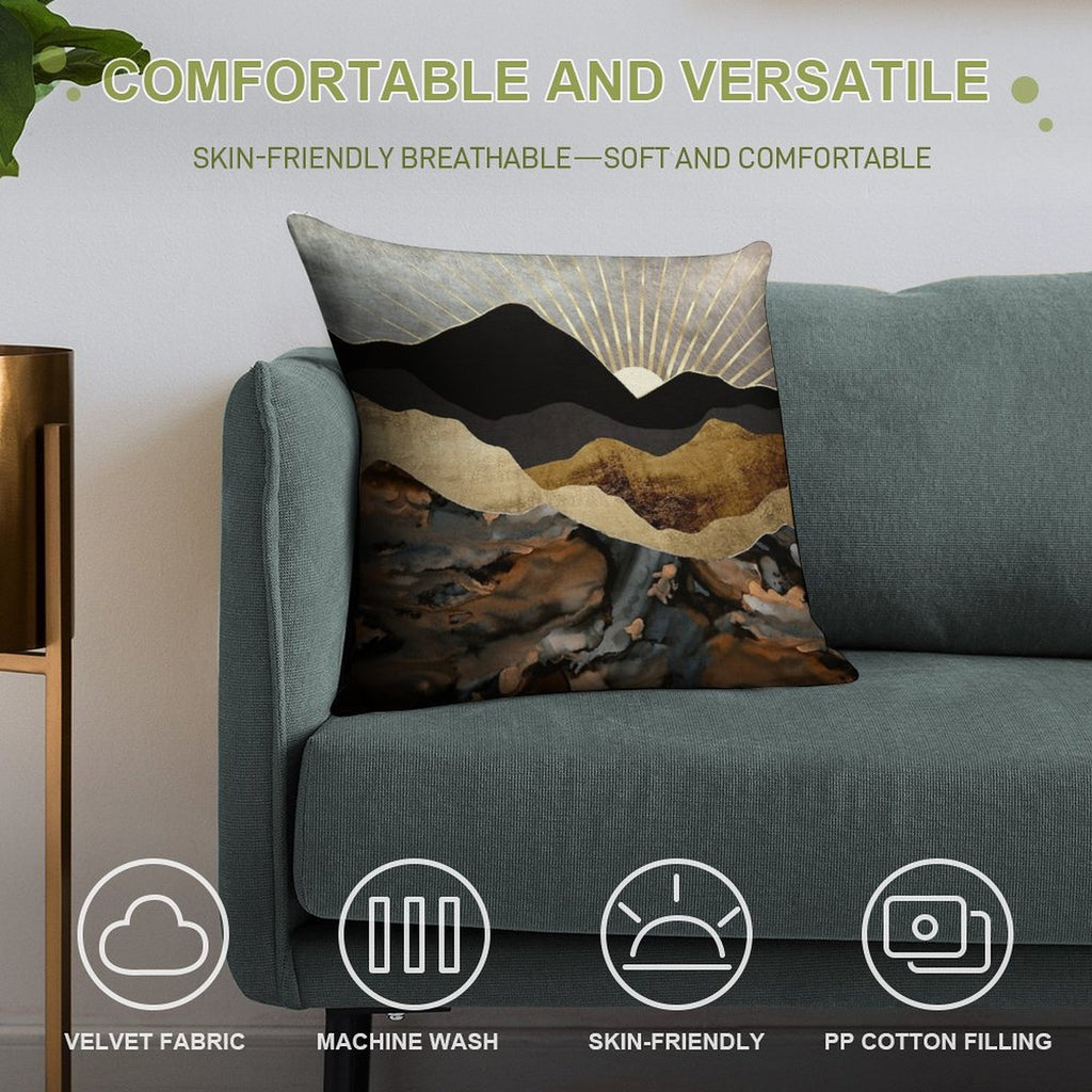 Copper And Gold Mountains Soft Decorative Cover Throw Pillow