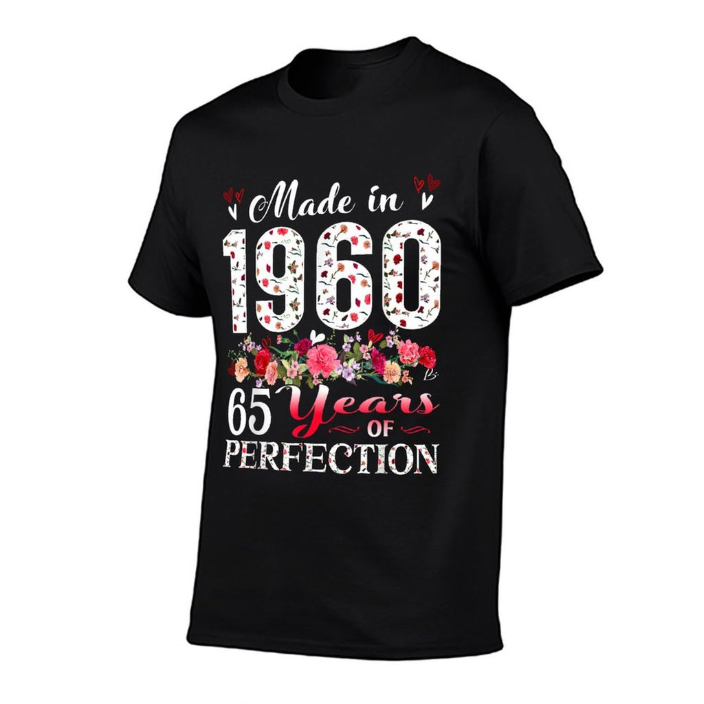 65 Year Old Floral Made In 1960 65th Birthday Women Apparel  Rolled Sleeves T-Shirt