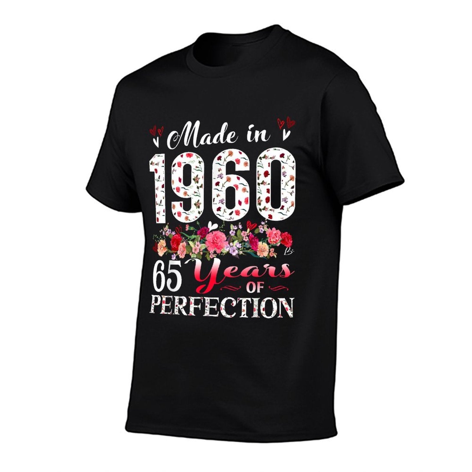 65 Year Old Floral Made In 1960 65th Birthday Women Apparel  Rolled Sleeves T-Shirt