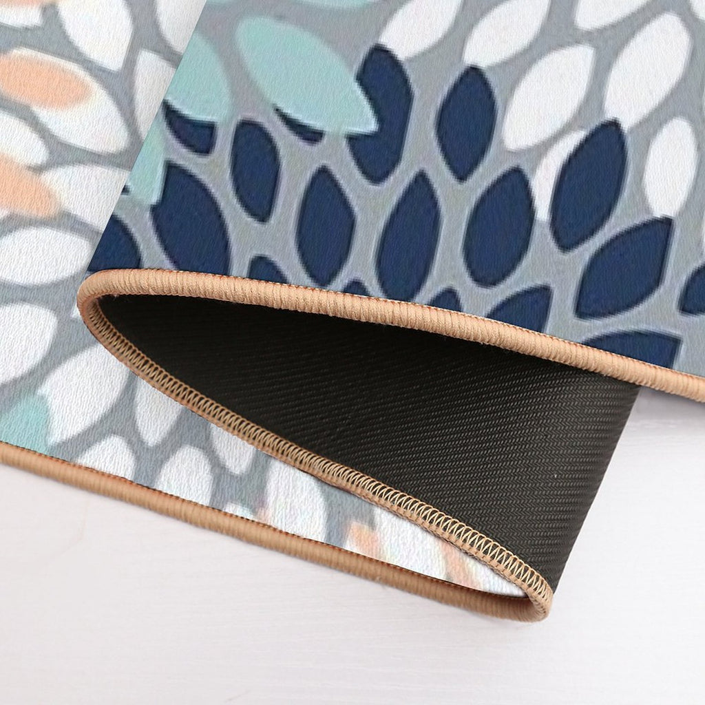 Floral Bloom, Navy, Peach, Aqua, Gray  Versatile Bath Mat